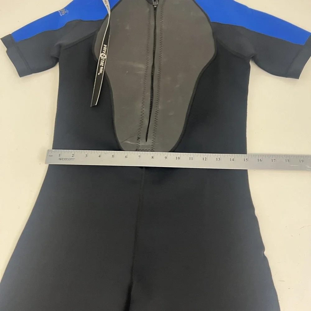 Aqua Lung Sport Plunge 3mm Mens Shorty Wetsuit Medium Blue Black Surf Dive